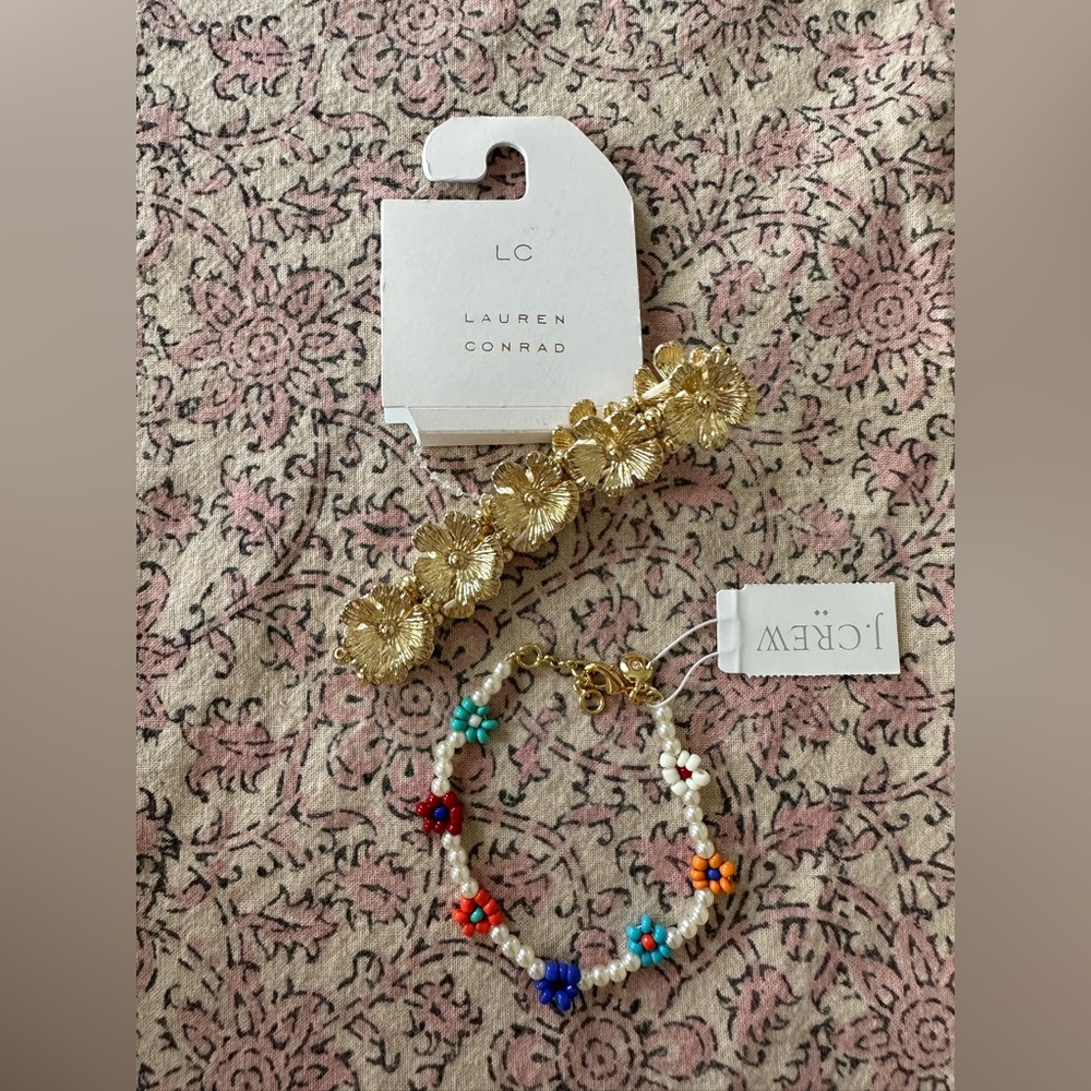 2 NWT bracelets: J.Crew Daisy chain & Kohl’s Lauren Conrad Gold flower bracelet